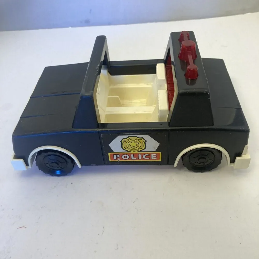 1981 Fisher Price Husky Helpers Police Car Vintage Toy 8”